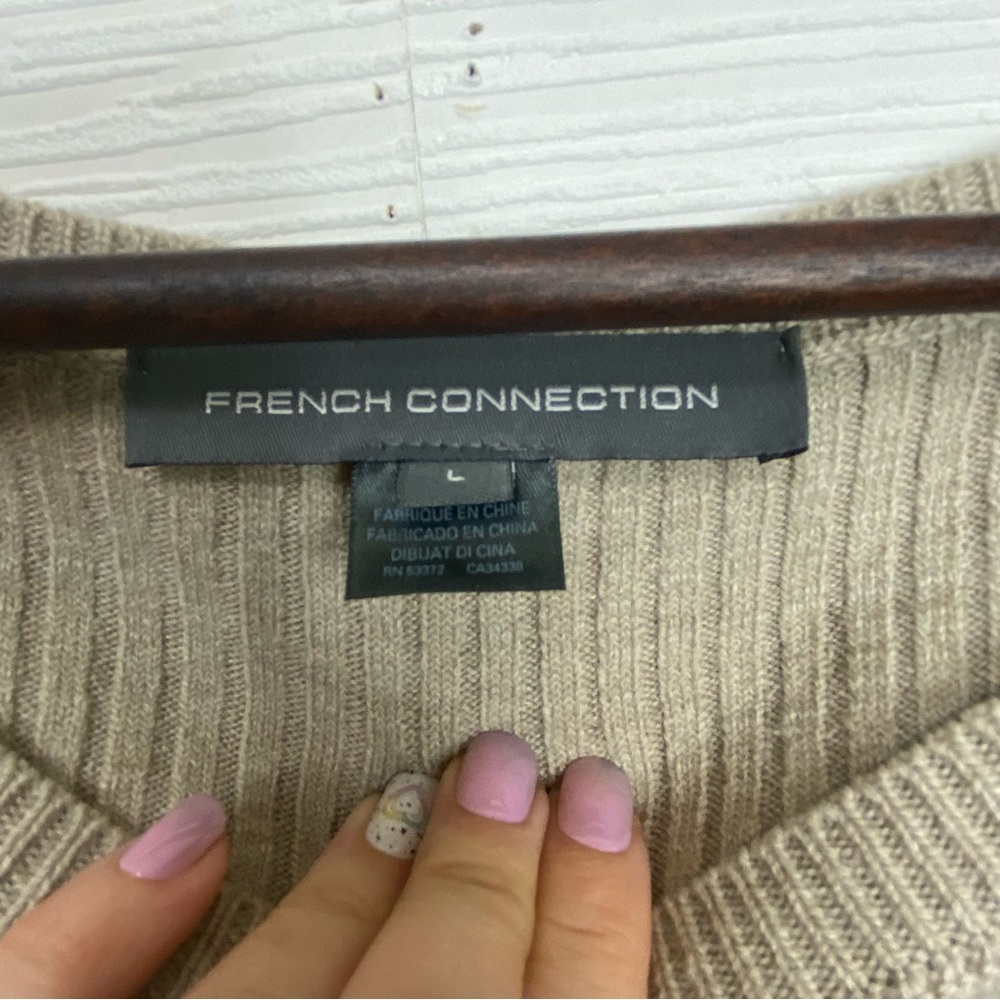 French Connection Tan Ribbed Back Sweater Large - Picture 3 of 7
